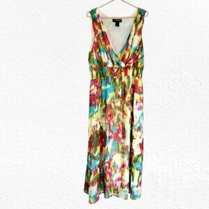 Lane Bryant Shirred Babydoll Maxi Dress Size 18-20 Floral Boho Summer Beach Y2K